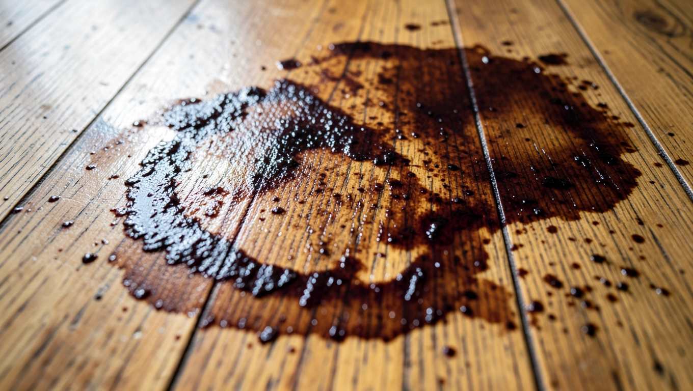 Plamy z tanin na podłodze drewnianej olejowanej